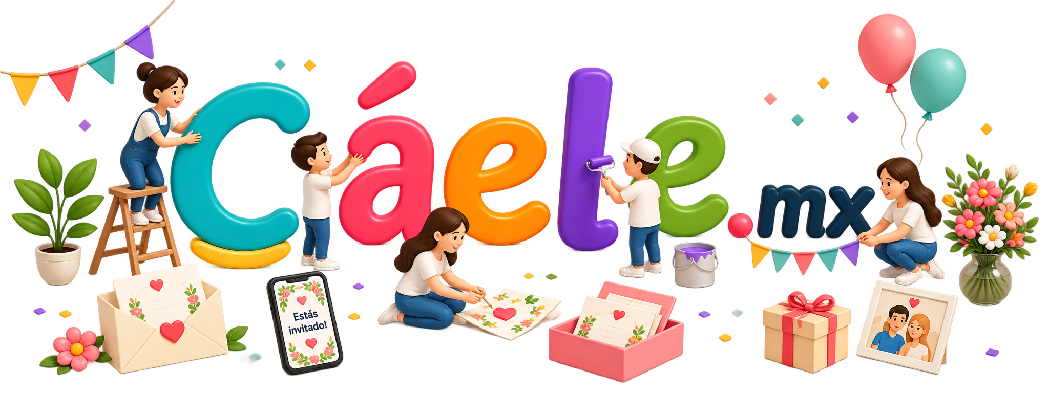 Personas construyendo Cáele, invitaciones digitales para momentos especiales